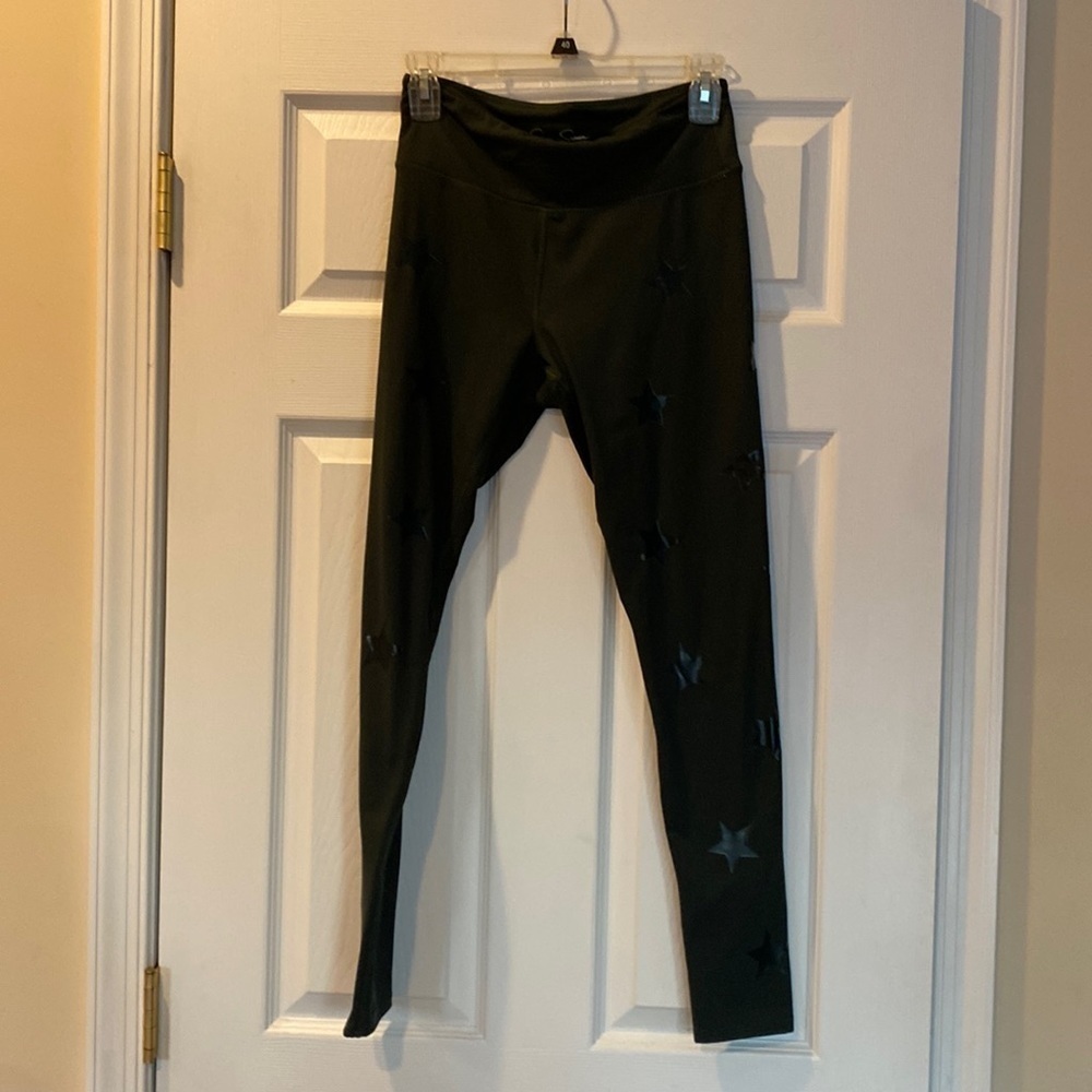 Jessics Simpson the warmup dark green star leggings